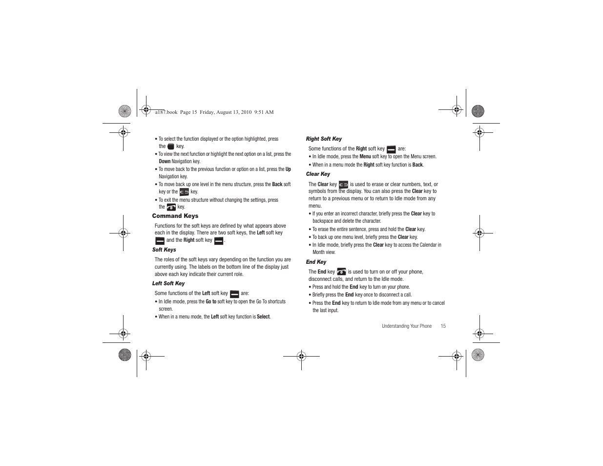 Command keys | Samsung SGH-A187ZBCATT User Manual | Page 19 / 123