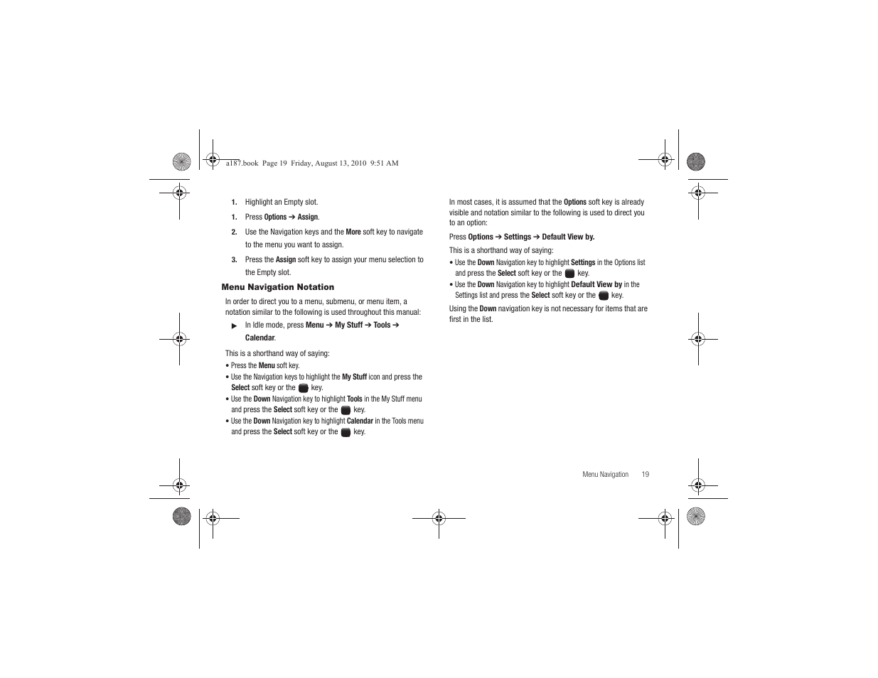 Menu navigation notation | Samsung SGH-A187ZBCATT User Manual | Page 23 / 123