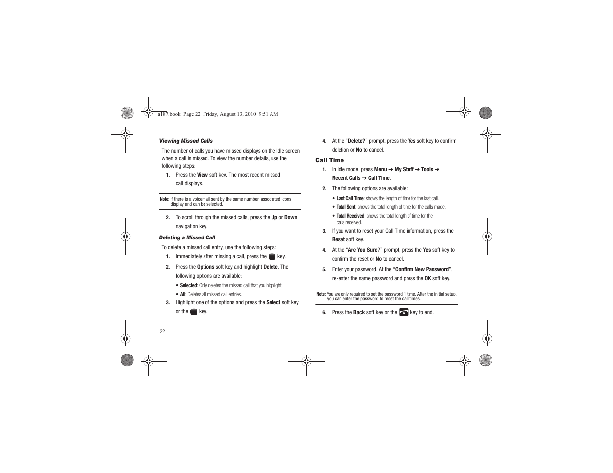 Call time | Samsung SGH-A187ZBCATT User Manual | Page 26 / 123