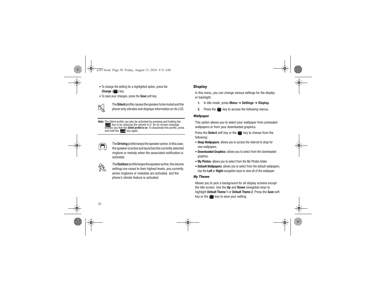 Display | Samsung SGH-A187ZBCATT User Manual | Page 54 / 123