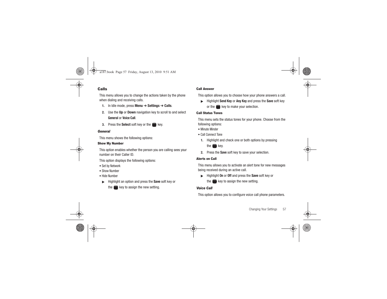 Calls | Samsung SGH-A187ZBCATT User Manual | Page 61 / 123