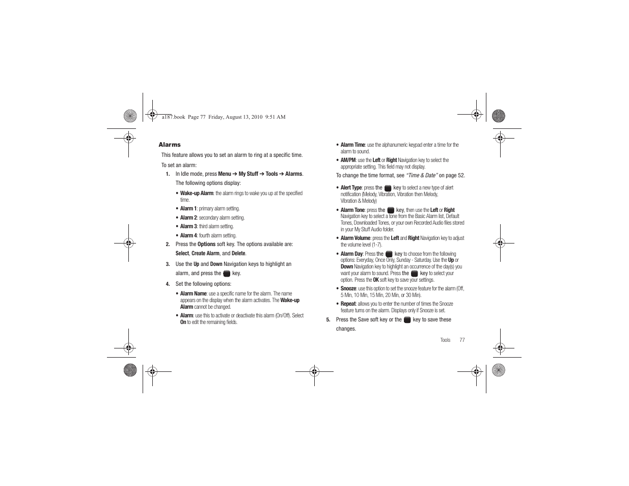 Alarms | Samsung SGH-A187ZBCATT User Manual | Page 81 / 123