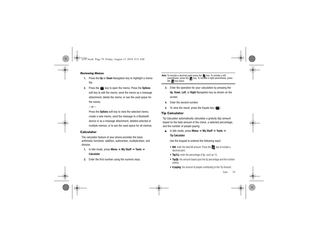 Calculator, Tip calculator, Calculator tip calculator | Samsung SGH-A187ZBCATT User Manual | Page 83 / 123