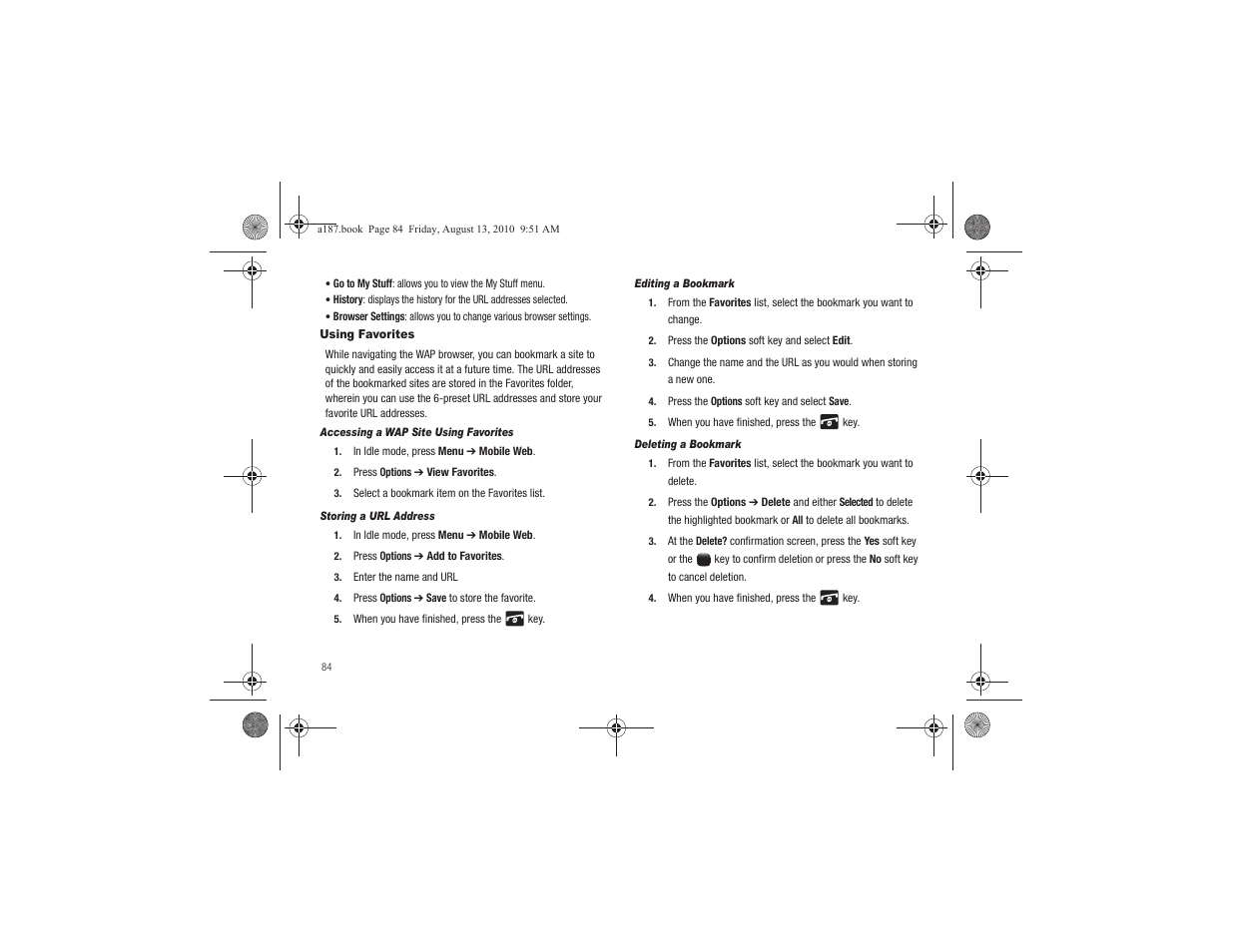 Using favorites | Samsung SGH-A187ZBCATT User Manual | Page 88 / 123