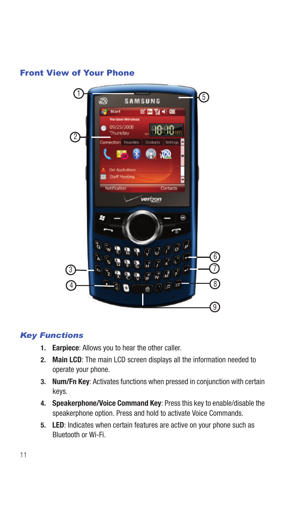 Front view of your phone | Samsung SCH-I770HAAVZW User Manual | Page 14 / 203