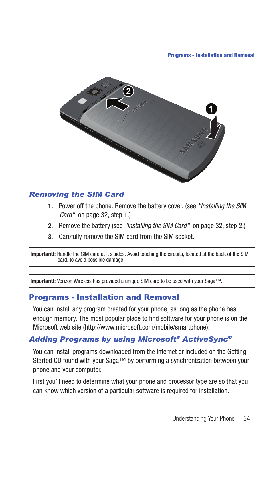 Programs - installation and removal | Samsung SCH-I770HAAVZW User Manual | Page 37 / 203