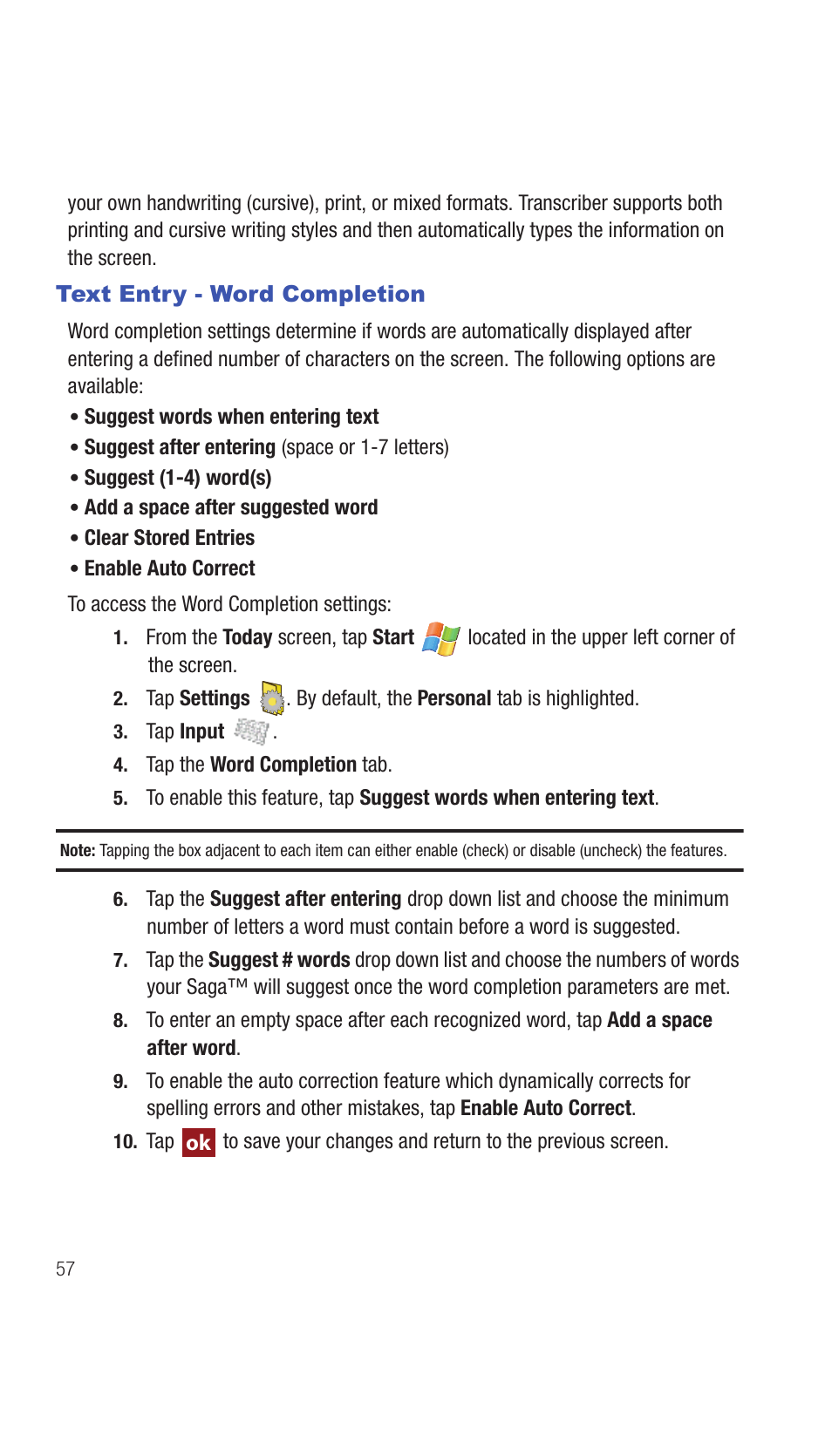 Text entry - word completion | Samsung SCH-I770HAAVZW User Manual | Page 60 / 203