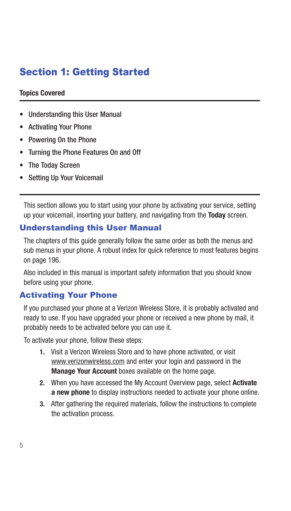 Section 1: getting started, Understanding this user manual, Activating your phone | Samsung SCH-I770HAAVZW User Manual | Page 8 / 203