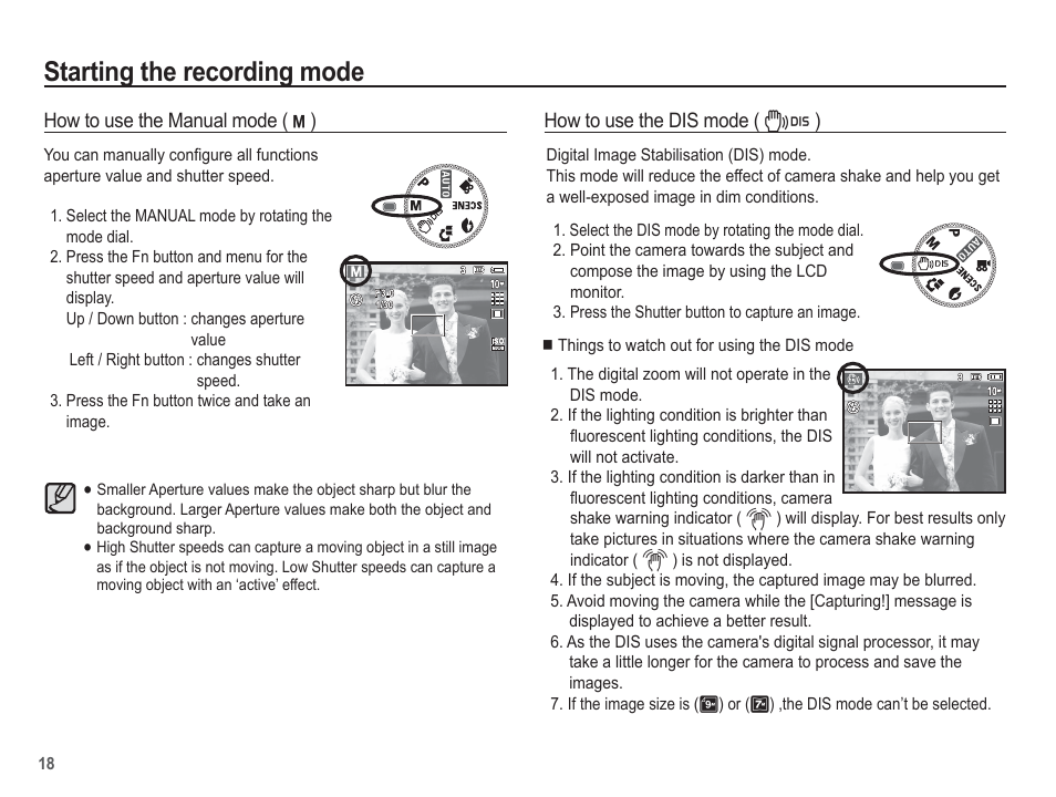Starting the recording mode | Samsung EC-BL103RBC-US User Manual | Page 19 / 98