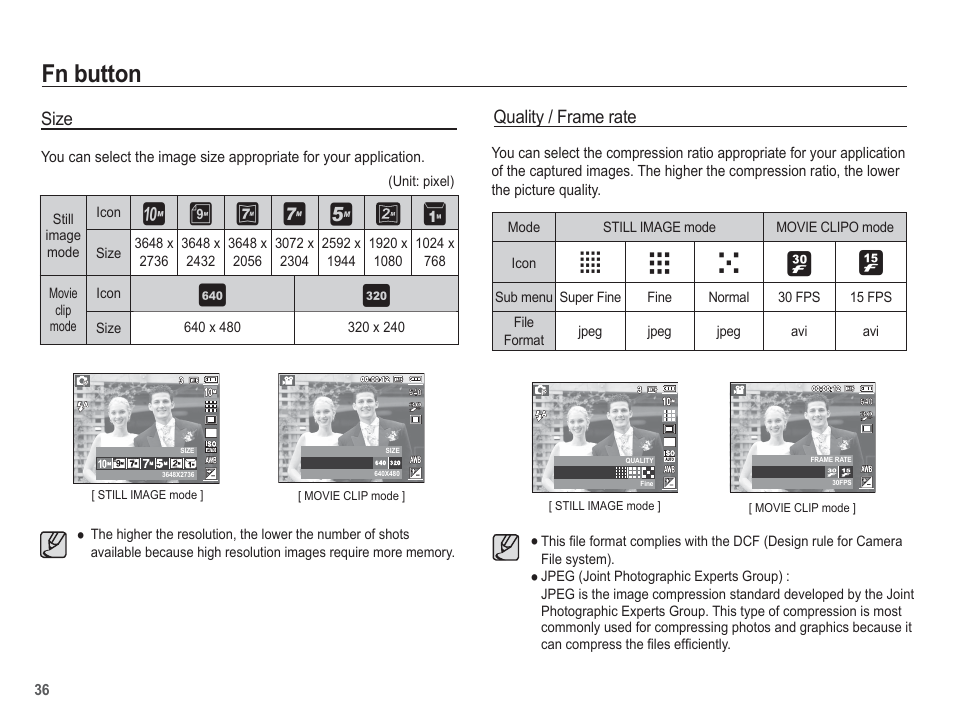 Fn button, Vw x | Samsung EC-BL103RBC-US User Manual | Page 37 / 98