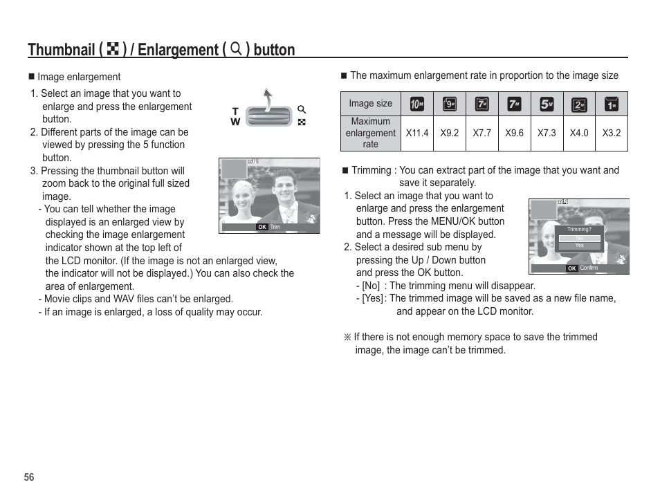 Thumbnail, Enlargement, Button | Samsung EC-BL103RBC-US User Manual | Page 57 / 98