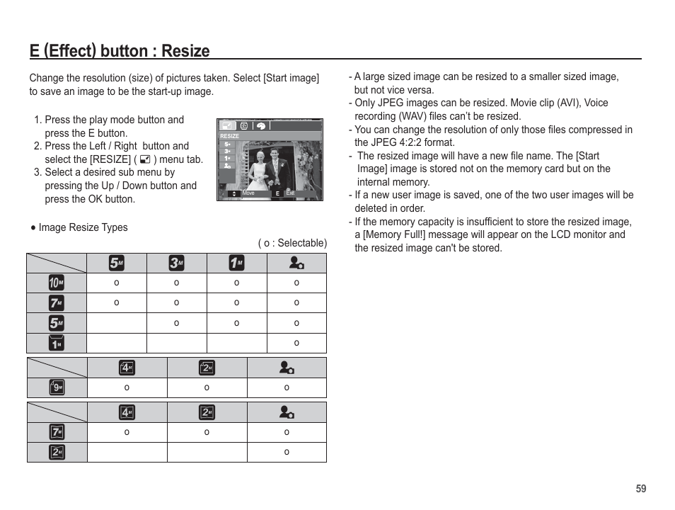 E (effect) button : resize | Samsung EC-BL103RBC-US User Manual | Page 60 / 98