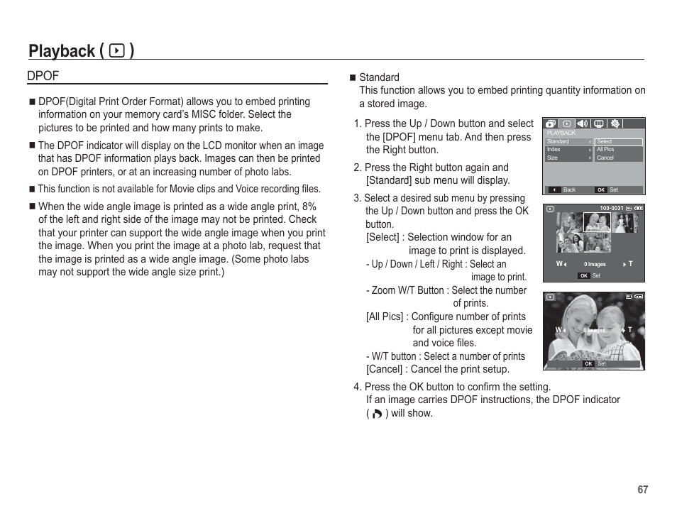 Playback ( а ), Dpof | Samsung EC-BL103RBC-US User Manual | Page 68 / 98