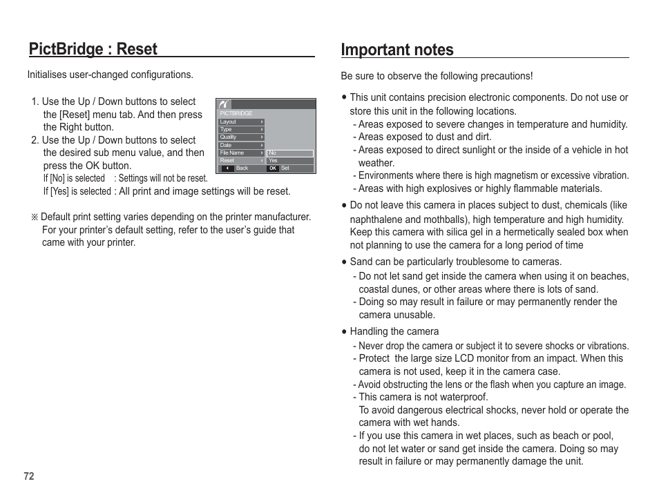 Pictbridge : reset | Samsung EC-BL103RBC-US User Manual | Page 73 / 98