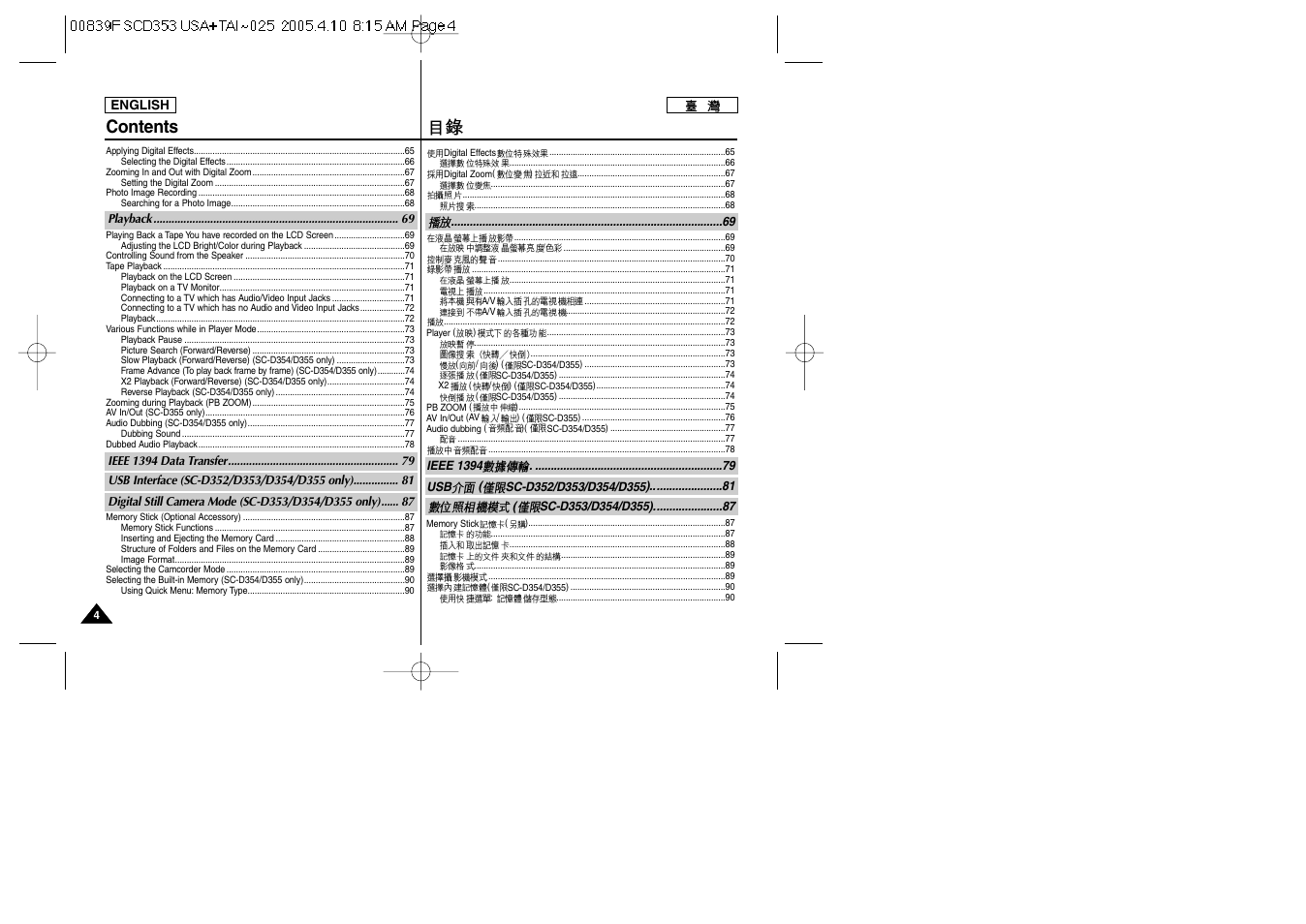 Samsung SC-D353-AFS User Manual | Page 4 / 122