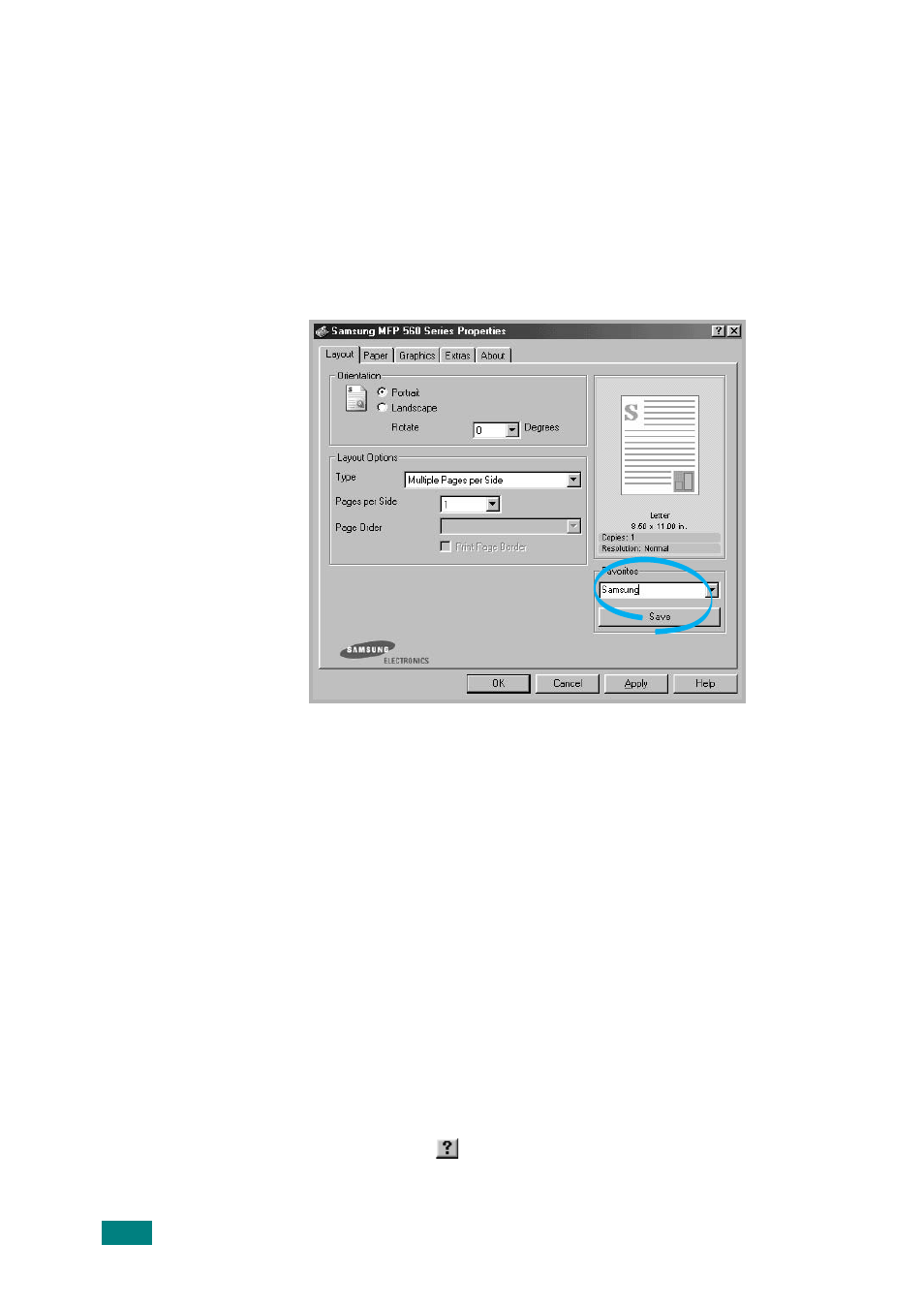 Using a favorite setting, Using help | Samsung SF-565P-XAA User Manual | Page 71 / 212