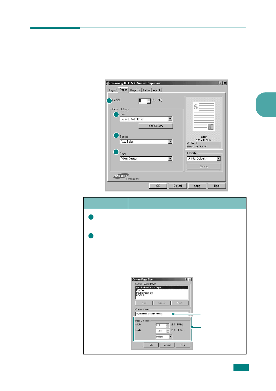 Setting paper properties | Samsung SF-565P-XAA User Manual | Page 72 / 212