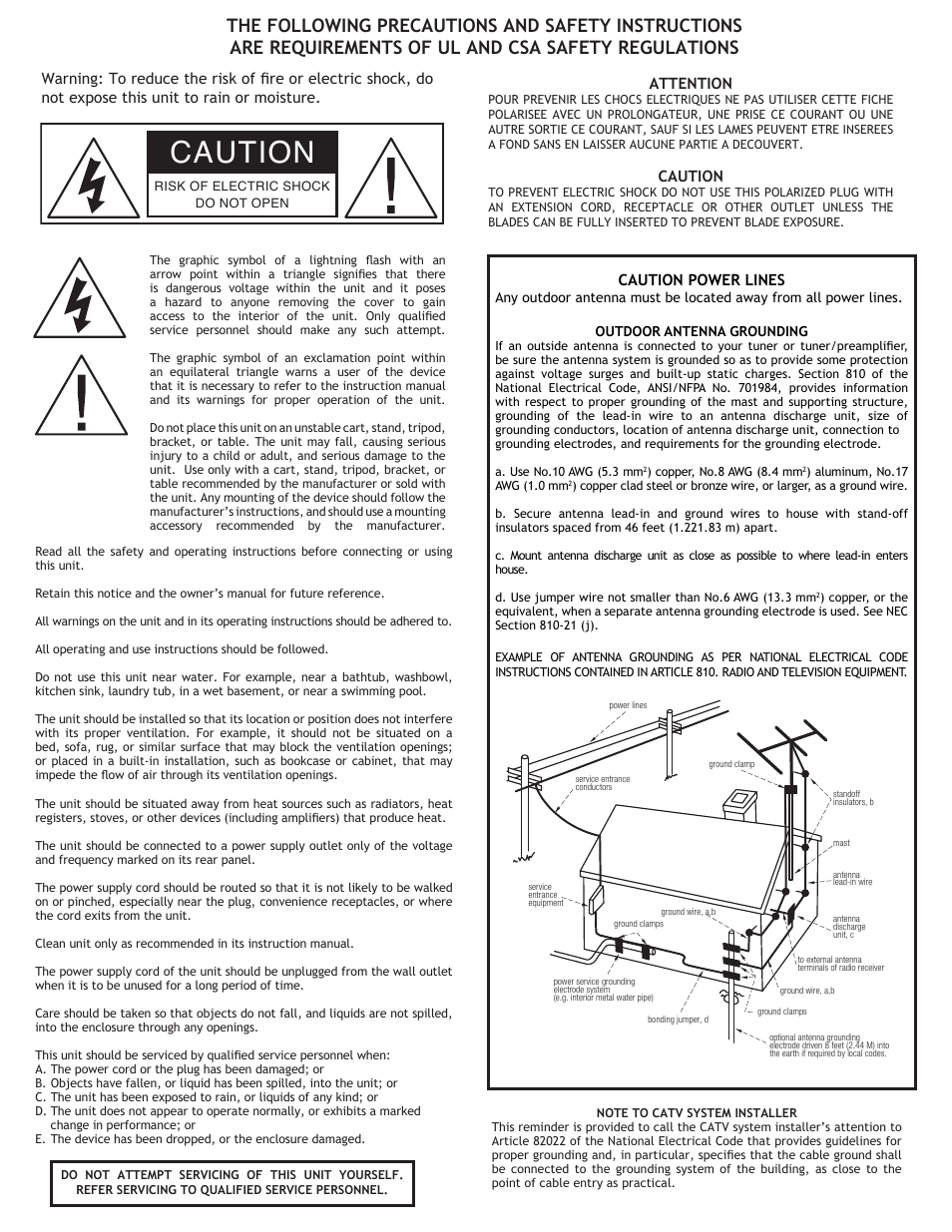 Caution | Adcom GFA-6006 User Manual | Page 4 / 16