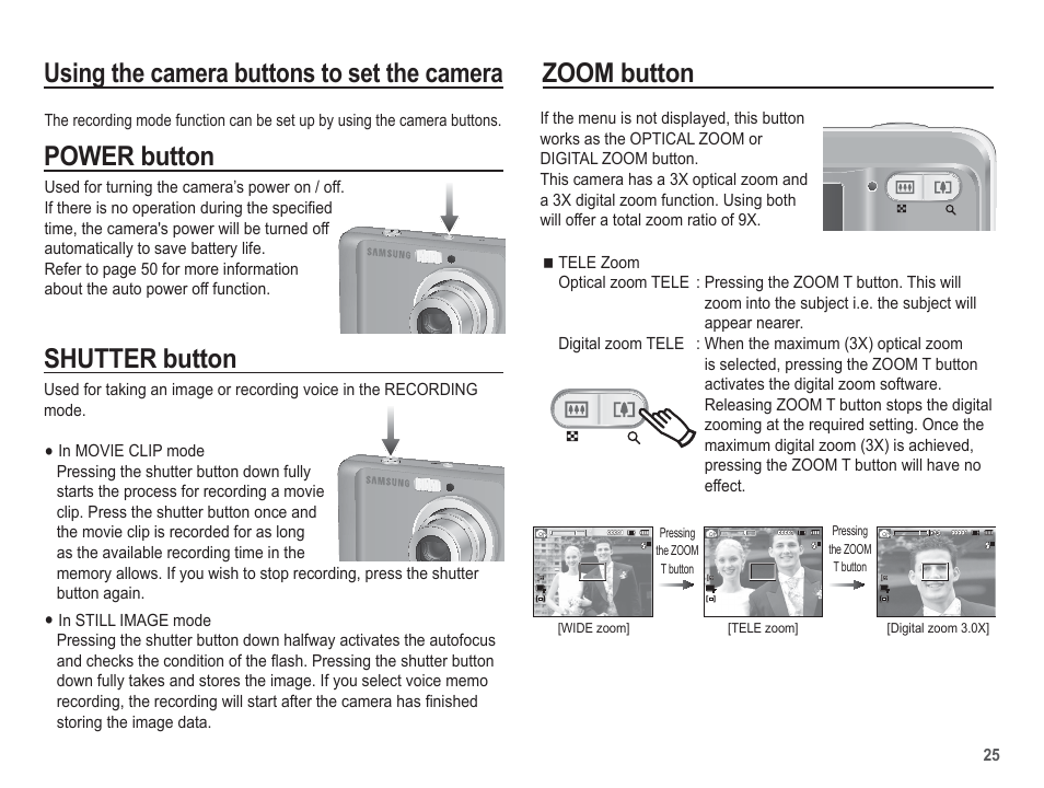 Power button shutter button | Samsung EC-SL30ZBBA-US User Manual | Page 26 / 98