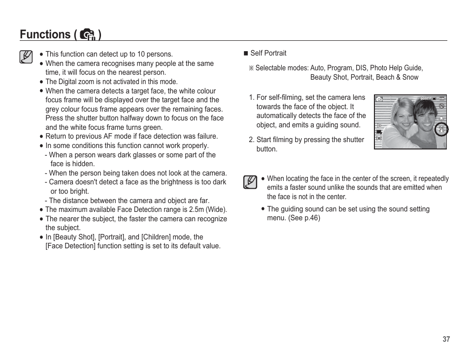 Functions ( ) | Samsung EC-SL30ZBBA-US User Manual | Page 38 / 98