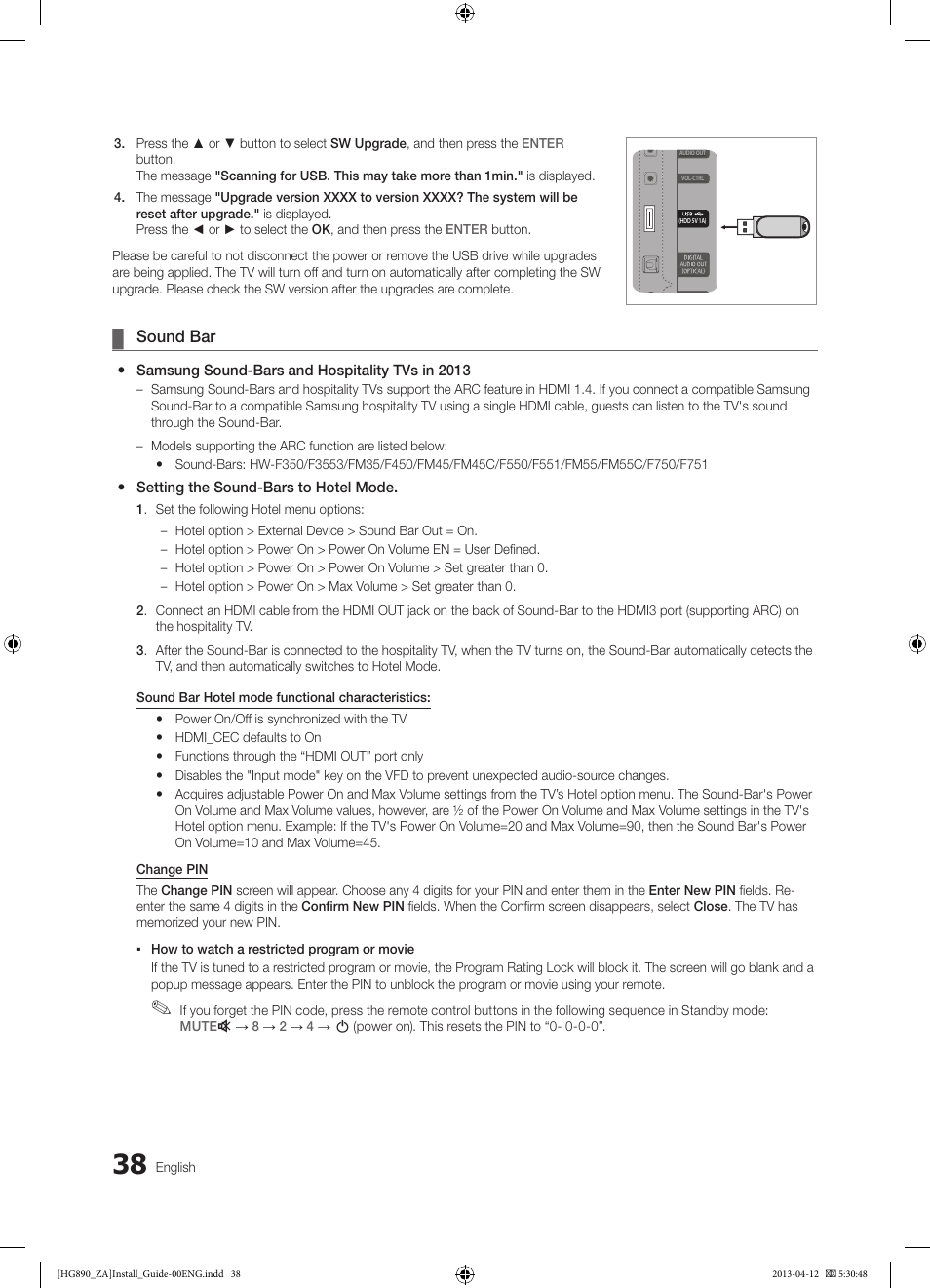 Sound bar | Samsung HG65NB890XFXZA User Manual | Page 38 / 52