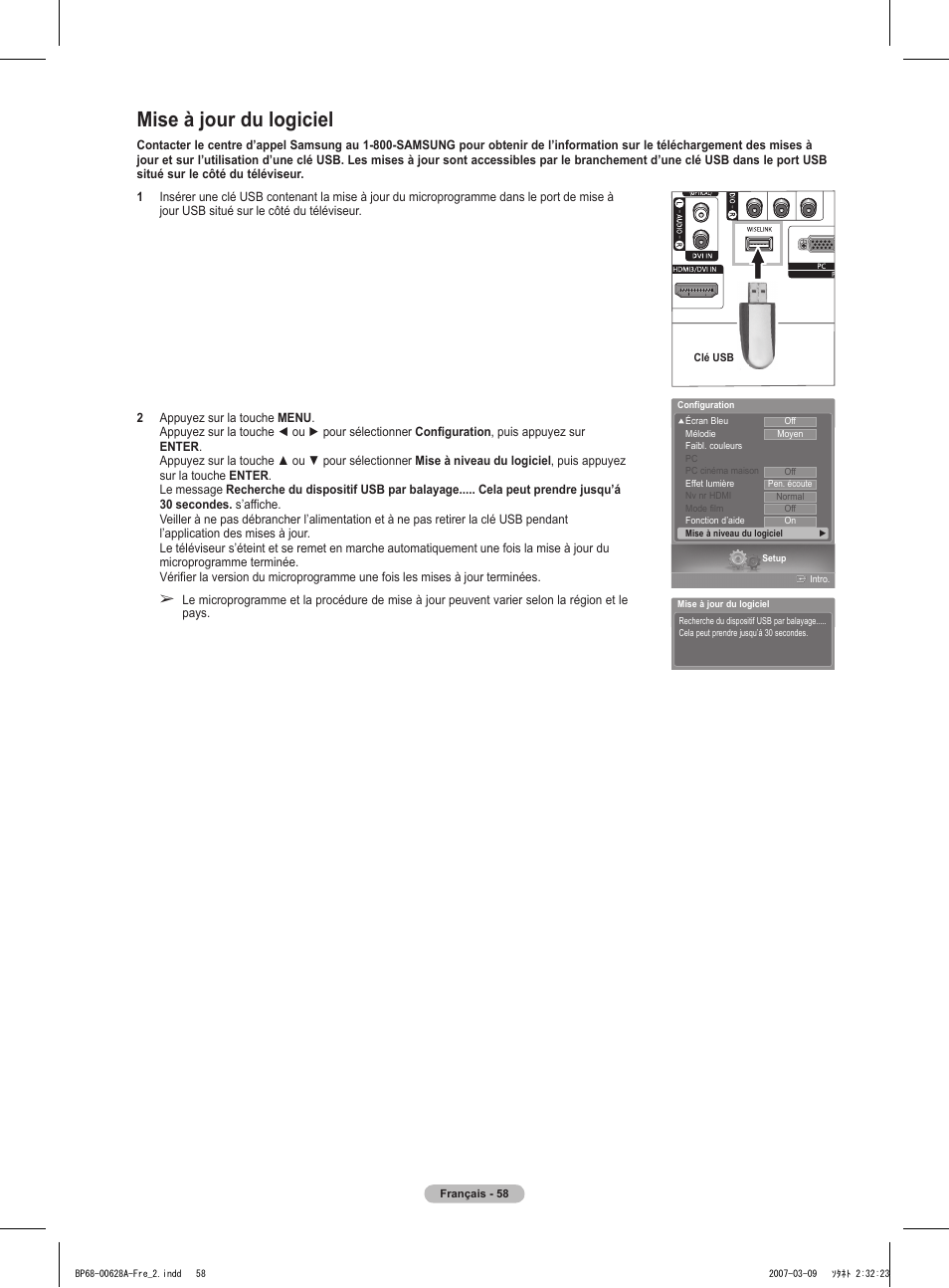 Mise à jour du logiciel | Samsung HLT5087SAX-XAA User Manual | Page 141 / 236