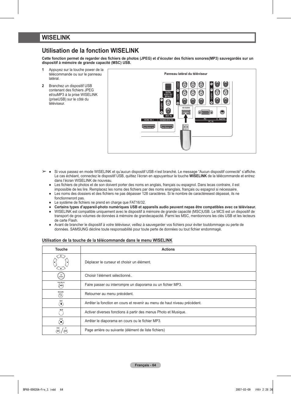 Wiselink utilisation de la fonction wiselink | Samsung HLT5087SAX-XAA User Manual | Page 147 / 236