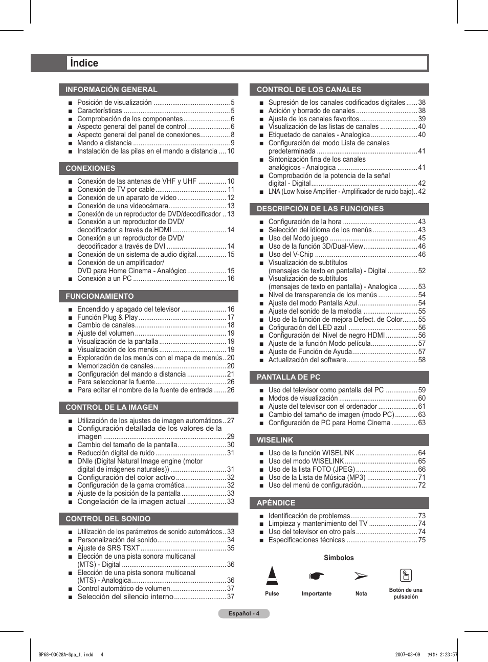 Índice | Samsung HLT5087SAX-XAA User Manual | Page 163 / 236