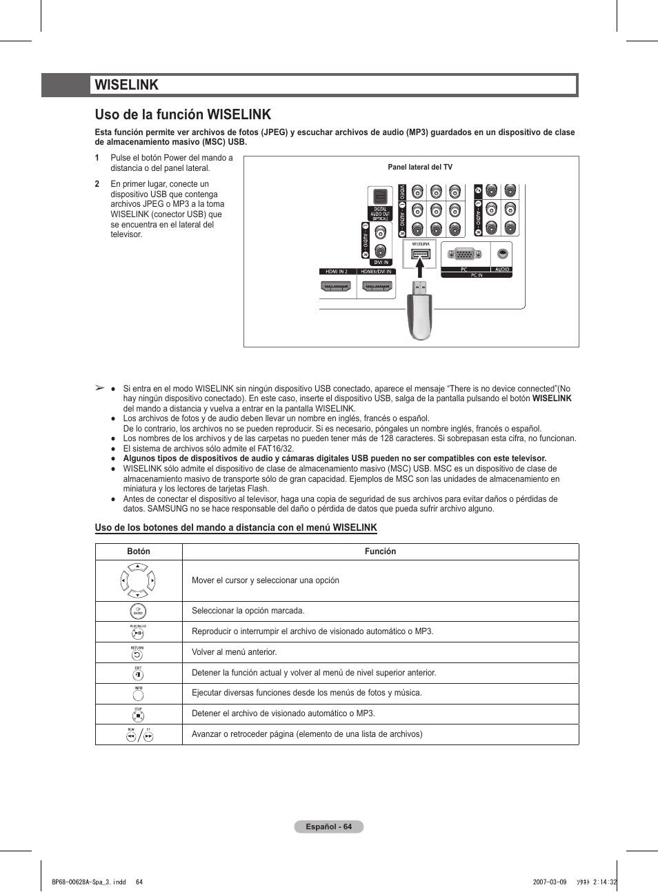 Wiselink uso de la función wiselink | Samsung HLT5087SAX-XAA User Manual | Page 223 / 236