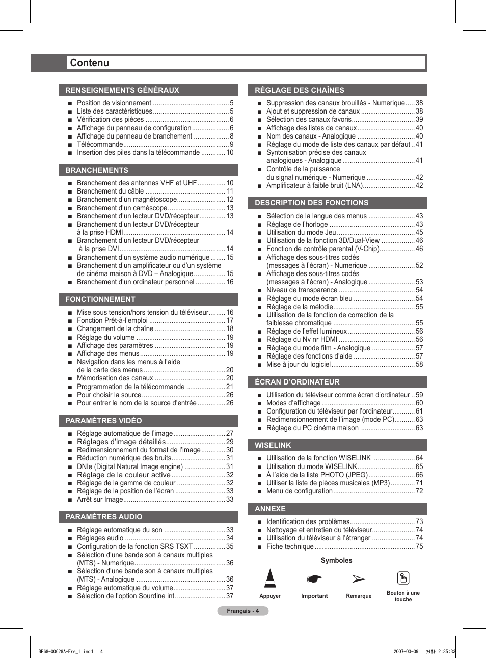 Contenu | Samsung HLT5087SAX-XAA User Manual | Page 87 / 236