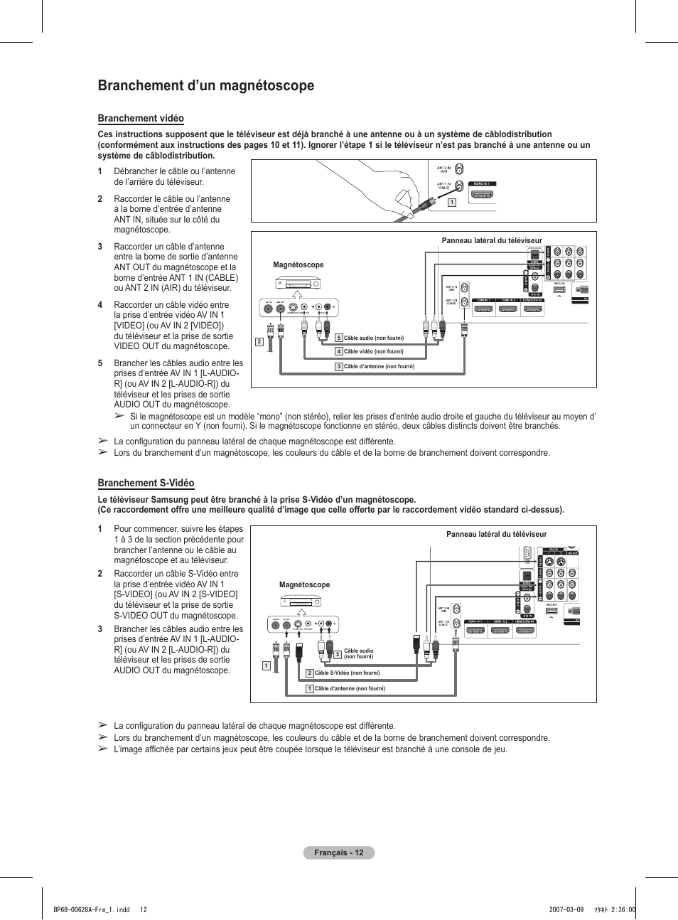 Branchement d’un magnétoscope | Samsung HLT5087SAX-XAA User Manual | Page 95 / 236