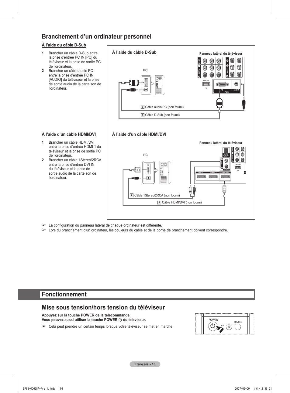 Branchement d’un ordinateur personnel | Samsung HLT5087SAX-XAA User Manual | Page 99 / 236