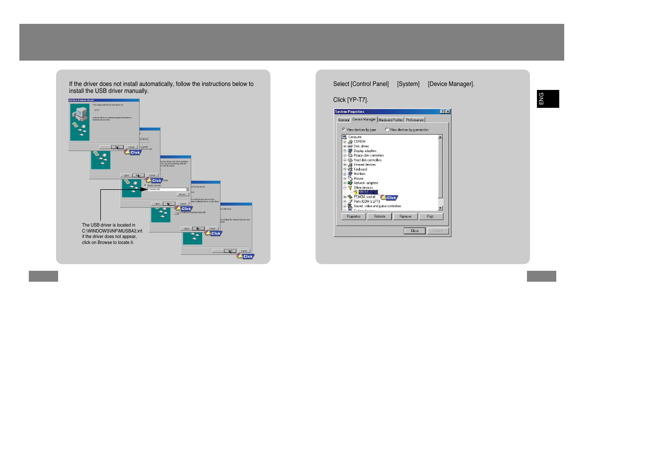 Manual installation of the usb driver | Samsung YP-T7Z-XAA User Manual | Page 10 / 40