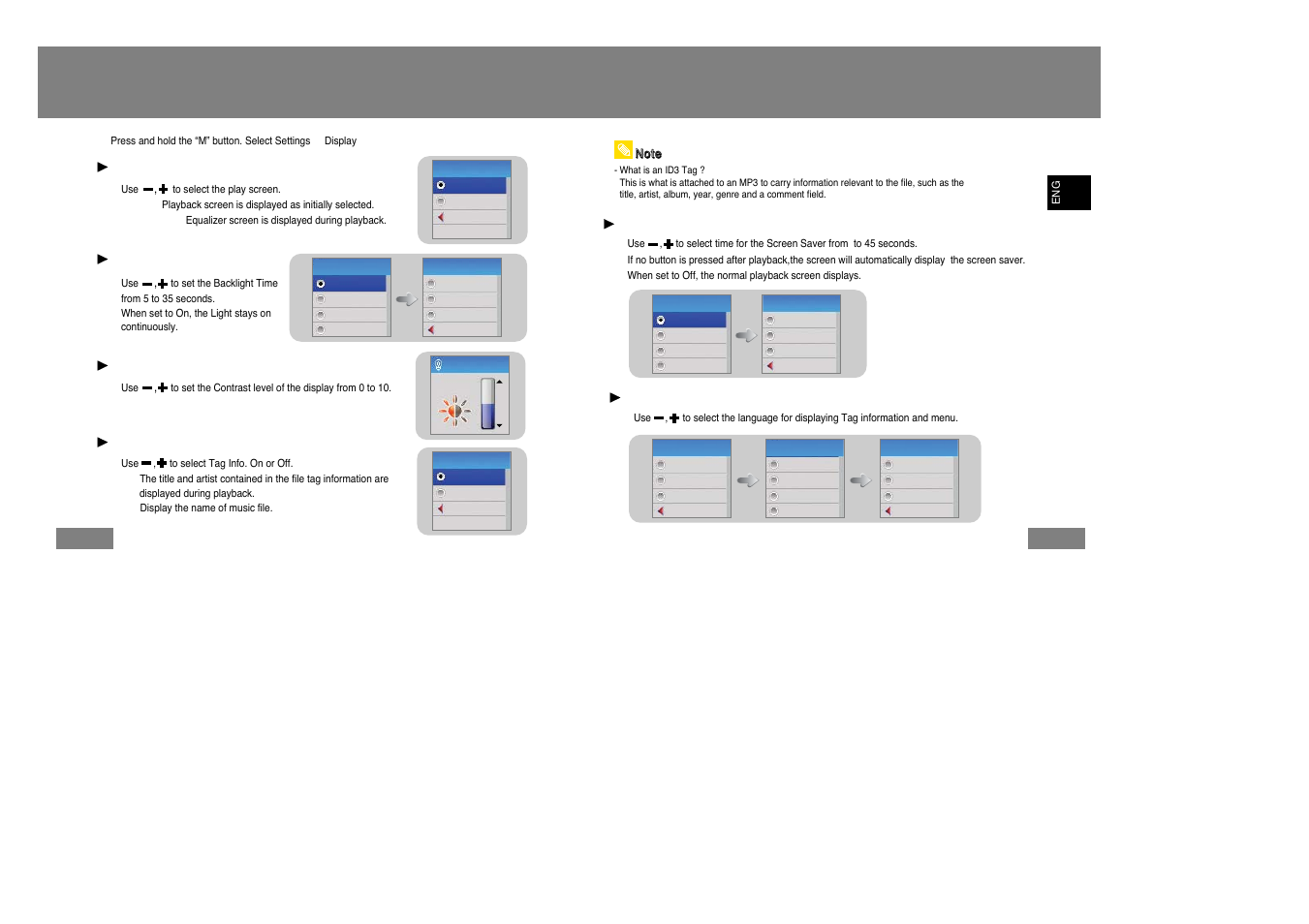 Display settings | Samsung YP-T7Z-XAA User Manual | Page 33 / 40