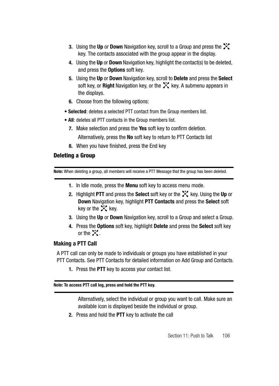 Making a ptt call | Samsung SGH-D347ZSACIN User Manual | Page 109 / 139