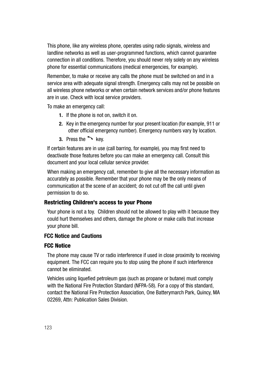 Fcc notice and cautions | Samsung SGH-D347ZSACIN User Manual | Page 126 / 139