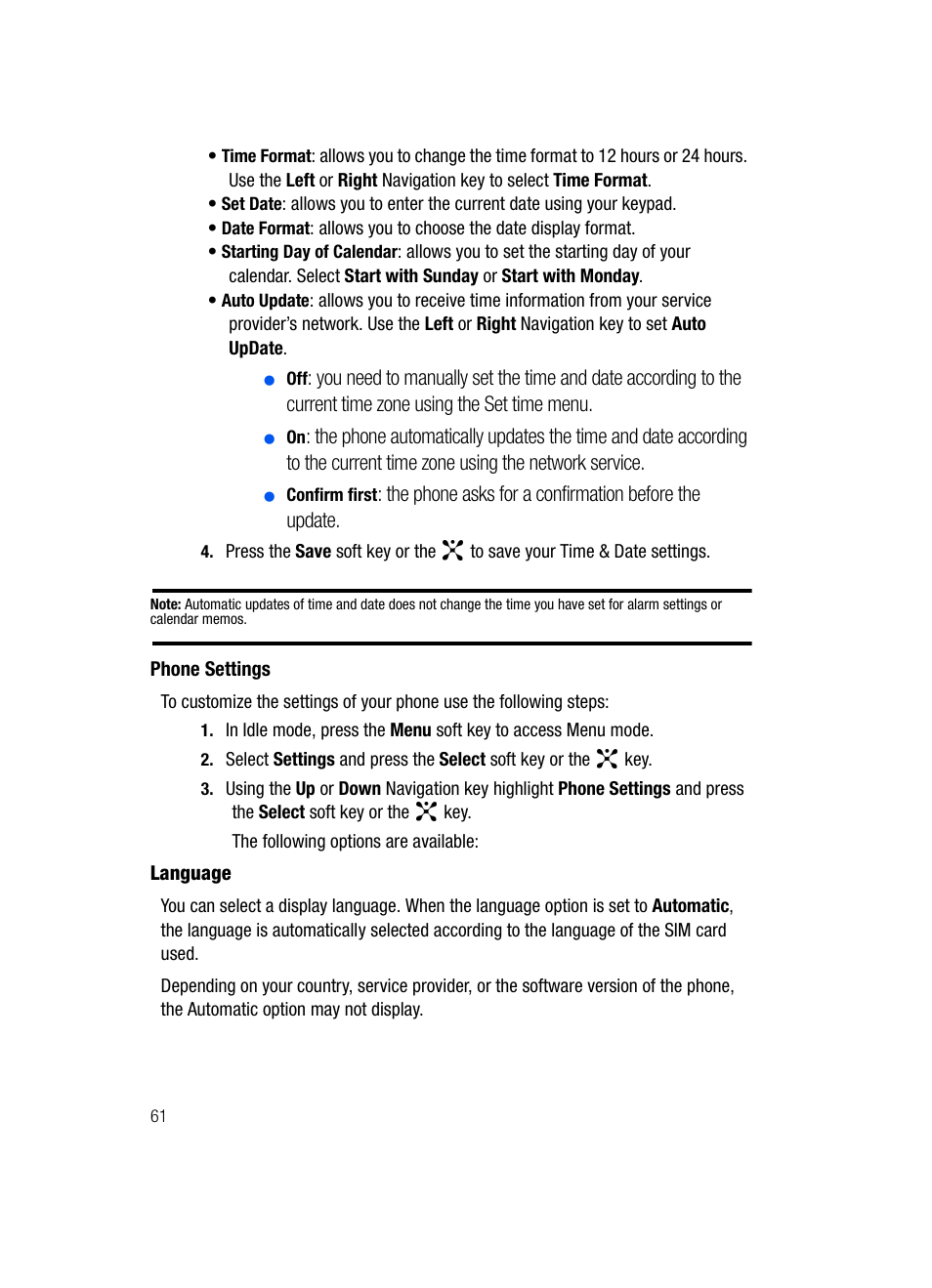 Phone settings | Samsung SGH-D347ZSACIN User Manual | Page 64 / 139