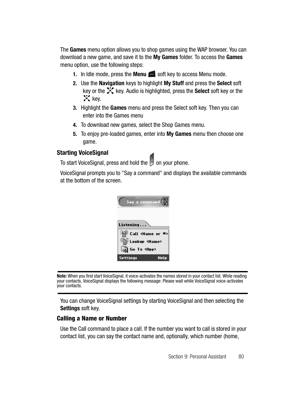 Starting voicesignal | Samsung SGH-D347ZSACIN User Manual | Page 83 / 139