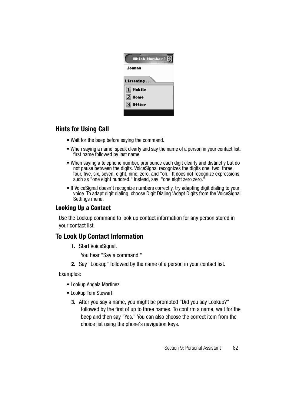 Hints for using call | Samsung SGH-D347ZSACIN User Manual | Page 85 / 139