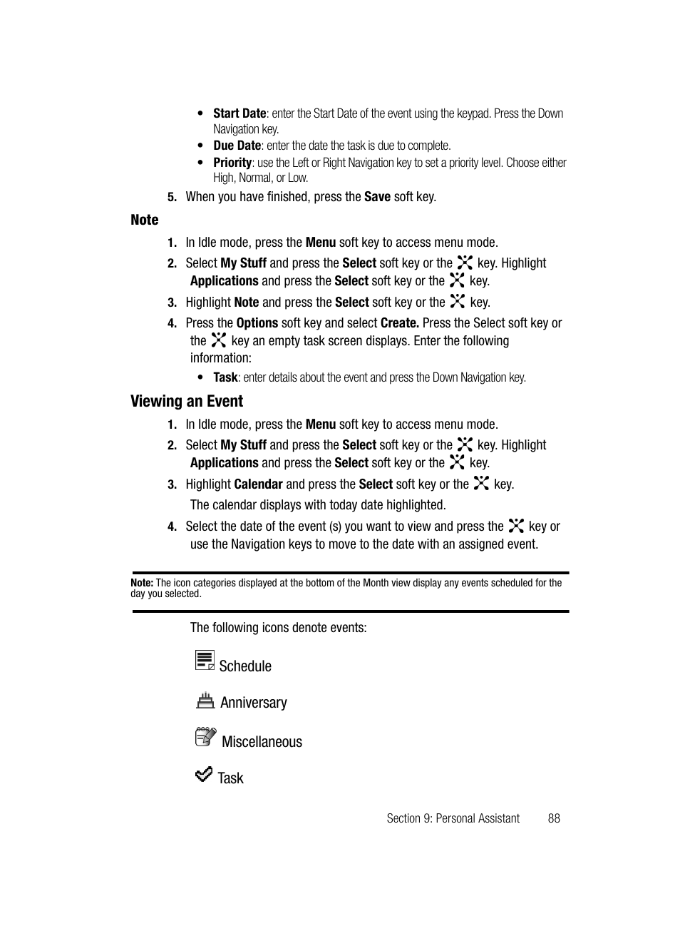 Viewing an event | Samsung SGH-D347ZSACIN User Manual | Page 91 / 139