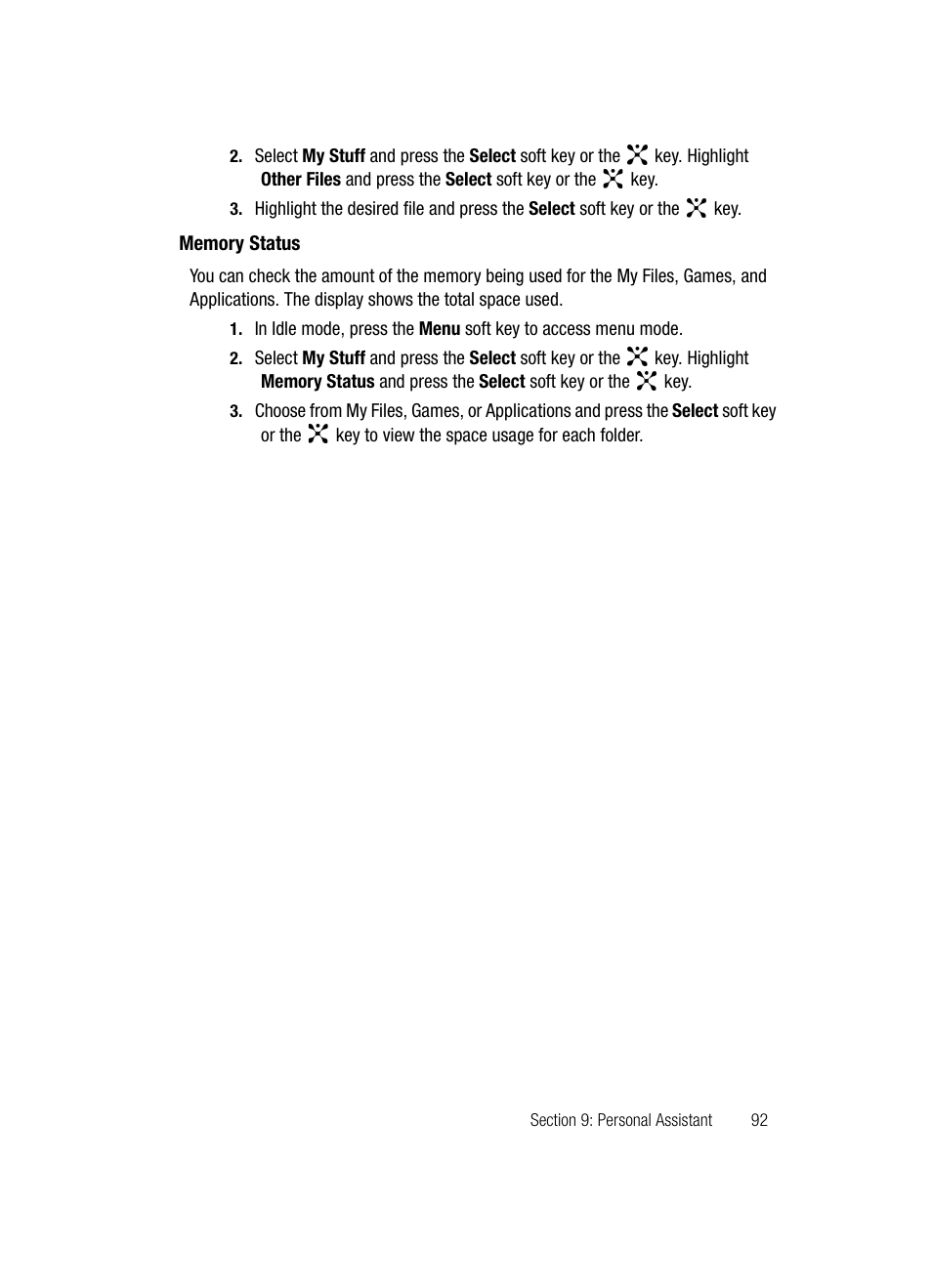 Memory status | Samsung SGH-D347ZSACIN User Manual | Page 95 / 139