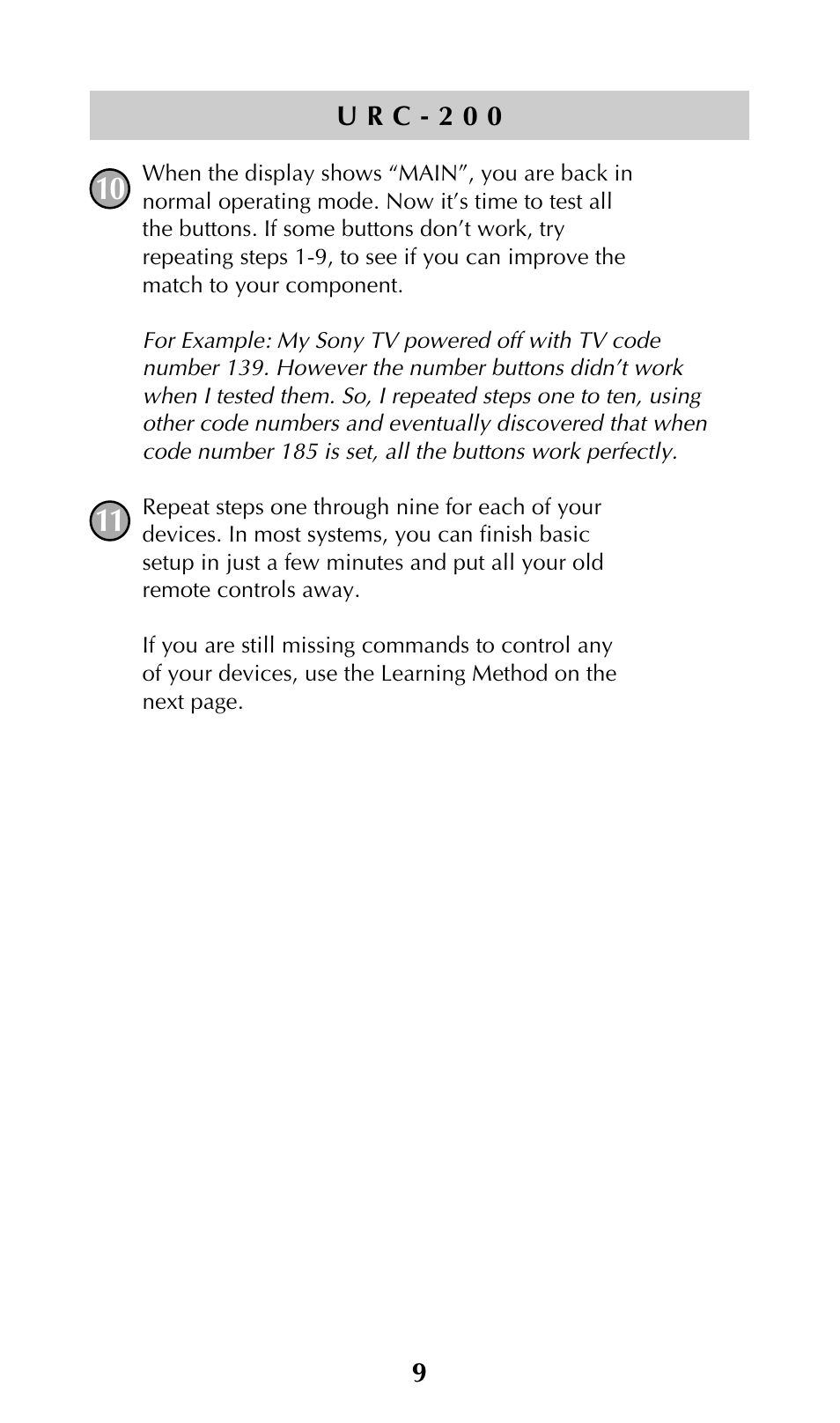 Adcom URC-200 User Manual | Page 11 / 53