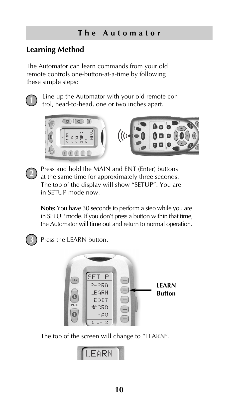 Learning method | Adcom URC-200 User Manual | Page 12 / 53