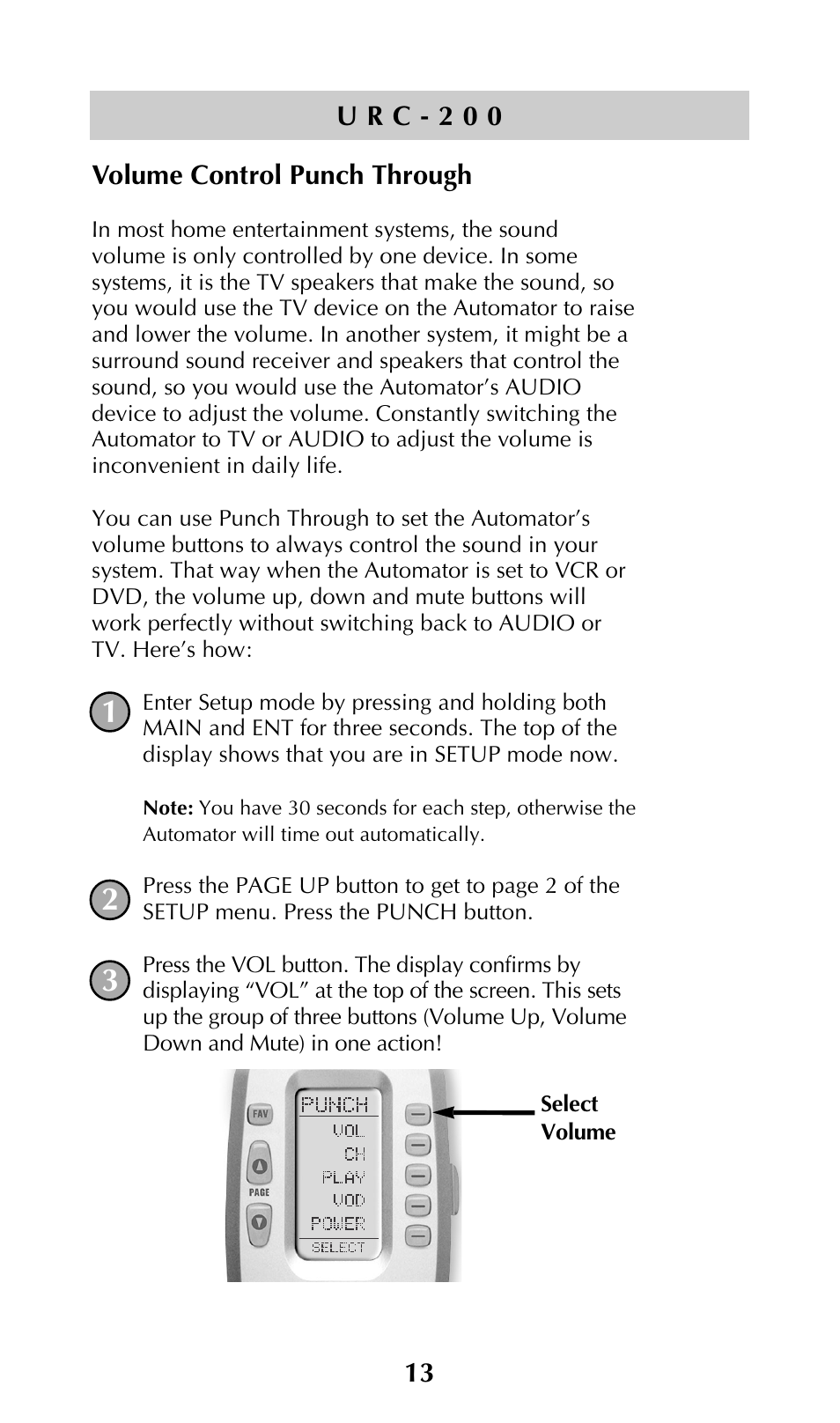 Volume control punch through | Adcom URC-200 User Manual | Page 15 / 53