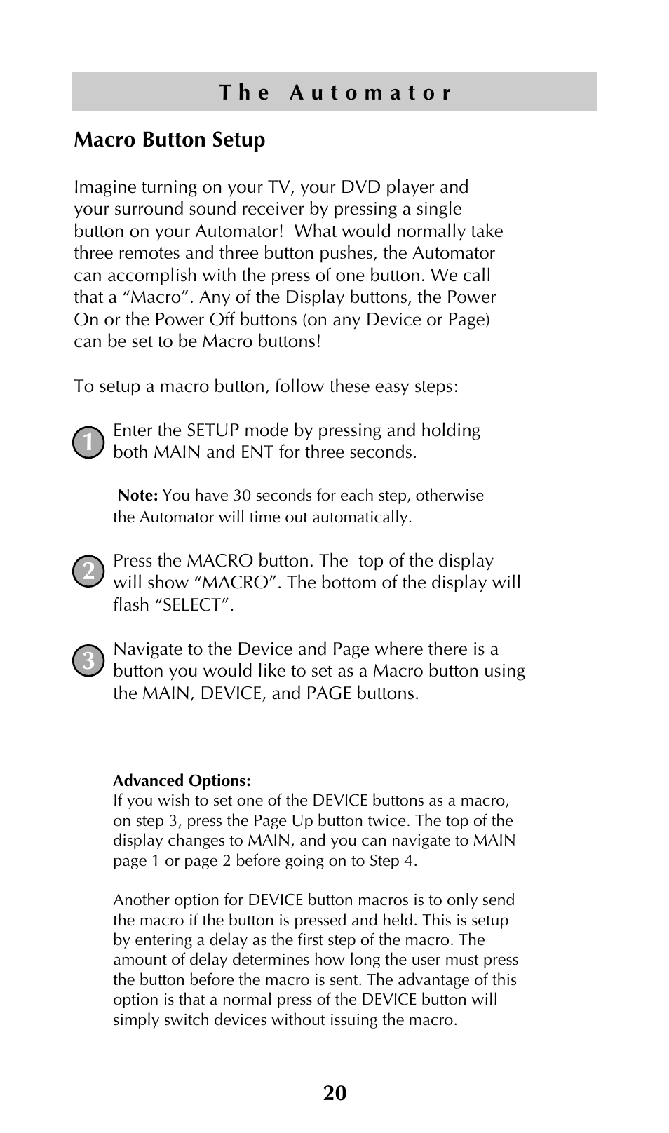 Macro button setup | Adcom URC-200 User Manual | Page 22 / 53