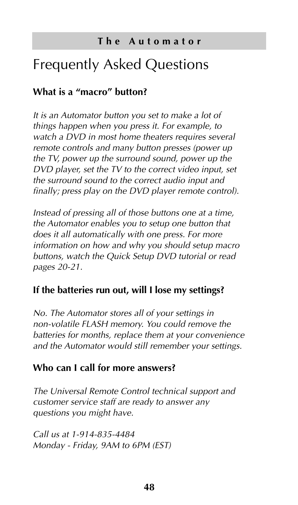 Frequently asked questions | Adcom URC-200 User Manual | Page 50 / 53