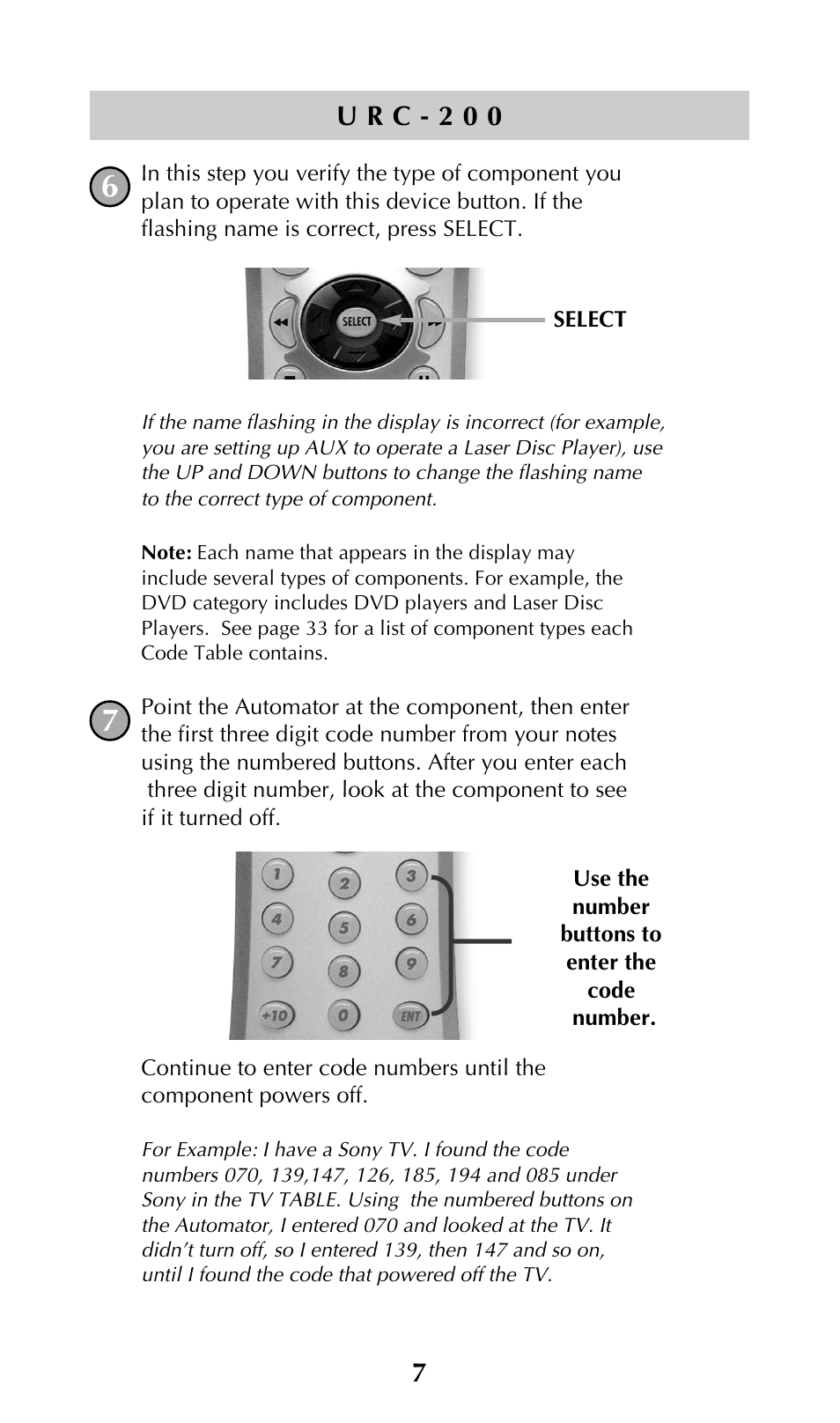 7u r c - 2 0 0 | Adcom URC-200 User Manual | Page 9 / 53