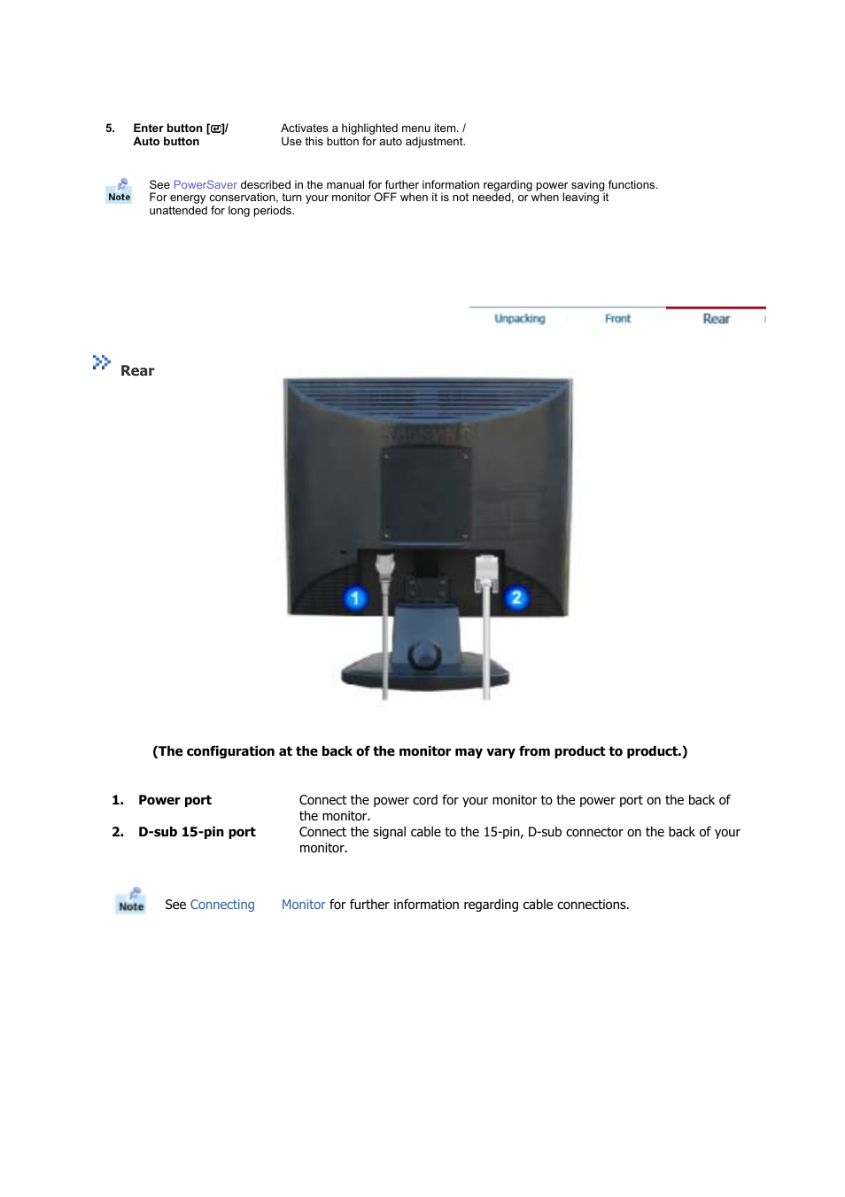 Rear | Samsung GS17CSSS User Manual | Page 11 / 79