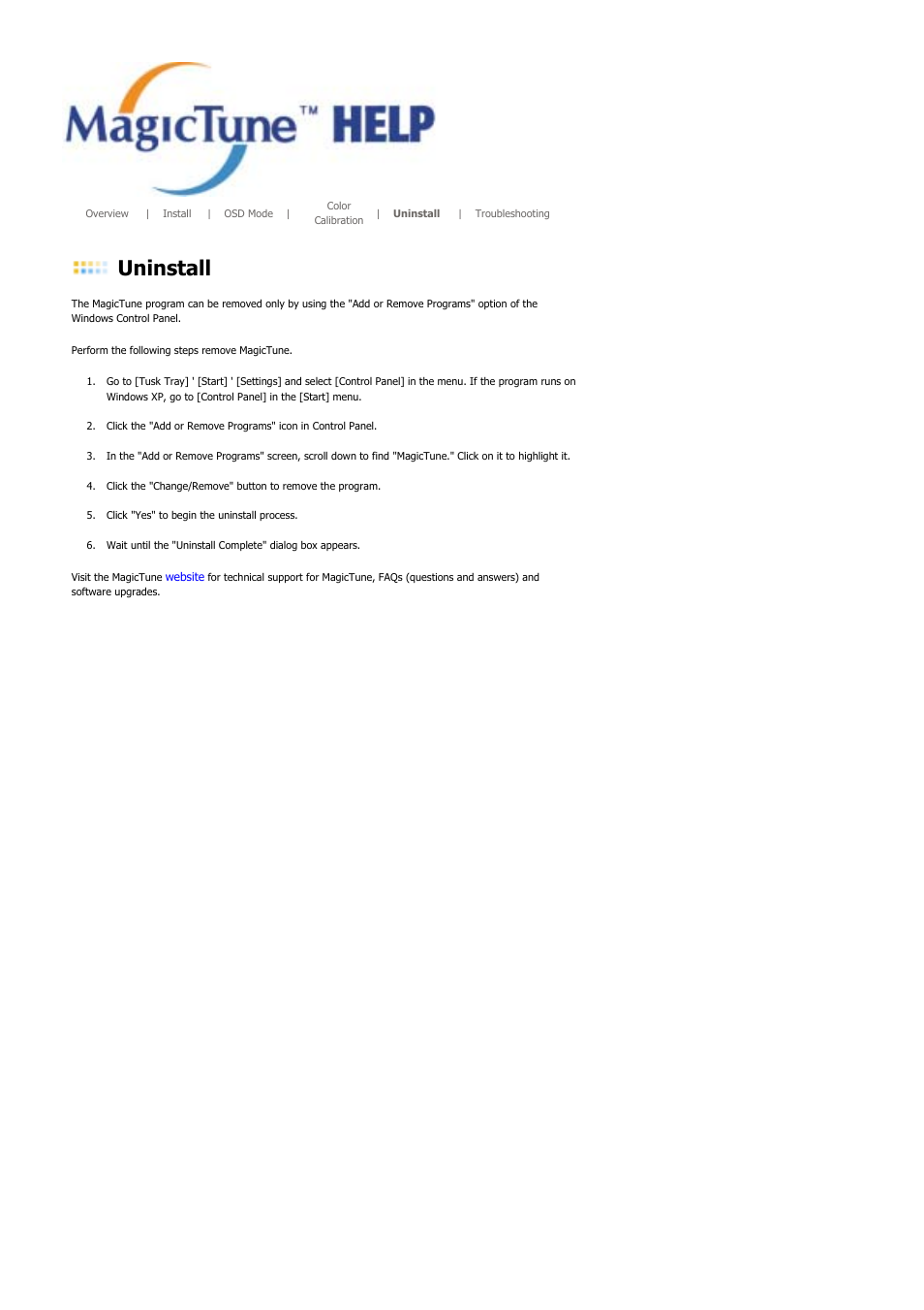 Uninstall | Samsung GS17CSSS User Manual | Page 44 / 79