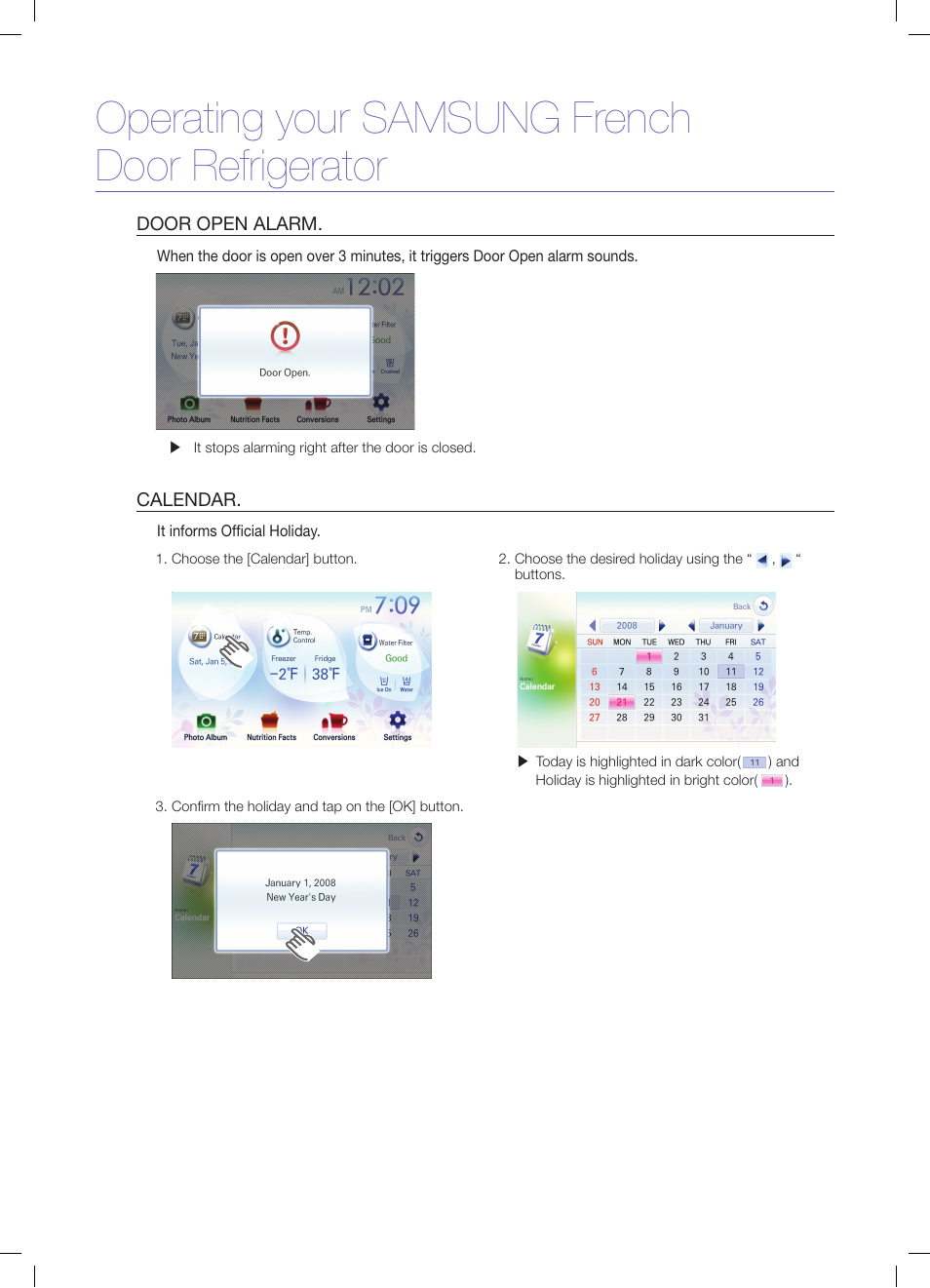 Operating your samsung french door refrigerator | Samsung RFG299AARS-XAA User Manual | Page 12 / 25